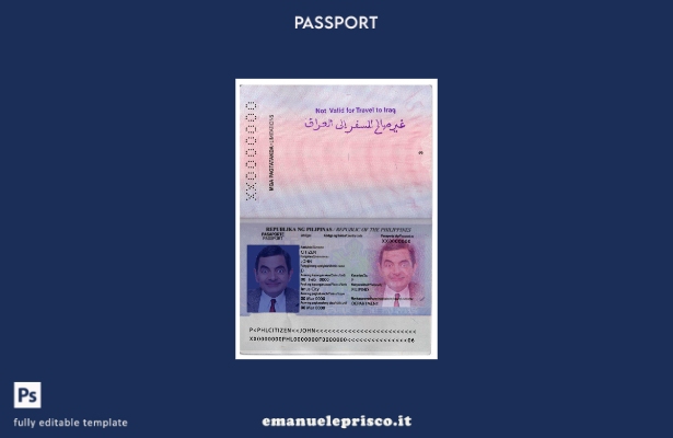 modello di versione del passaporto filippino in stile verificato